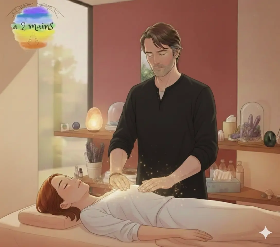 Maitre REIKI en train de réaliser un soin