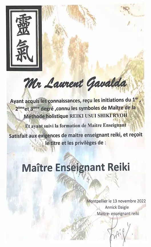 Certification Enseignant Maitre Reiki