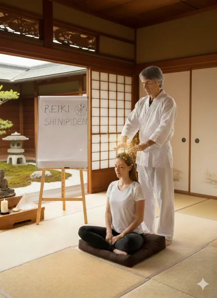 Maitre reiki en cours d'enseignement pour le 3ème niveau de reiki